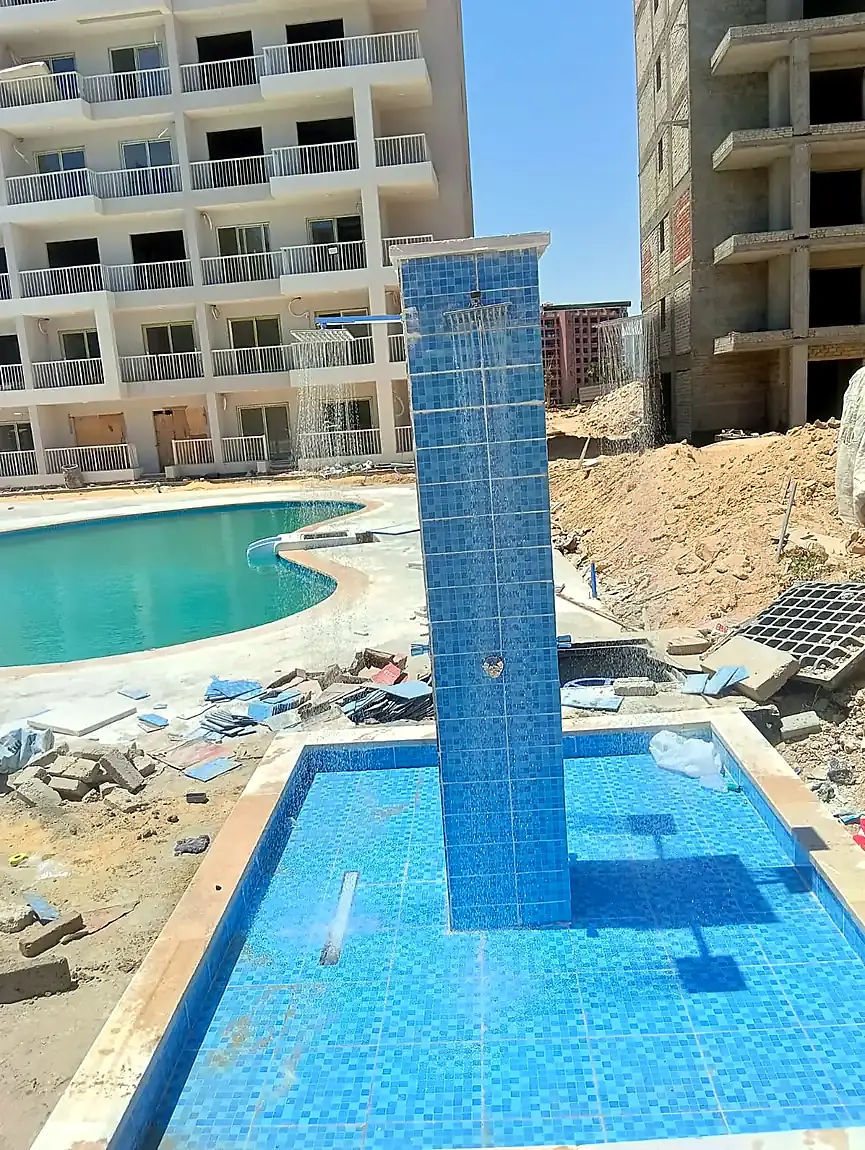 Deck shower beside the pool