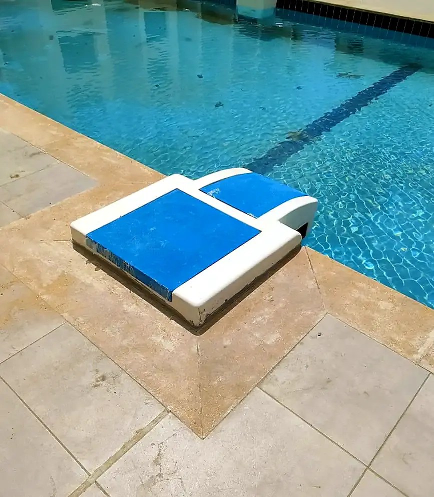 Skimmer at the pool edge